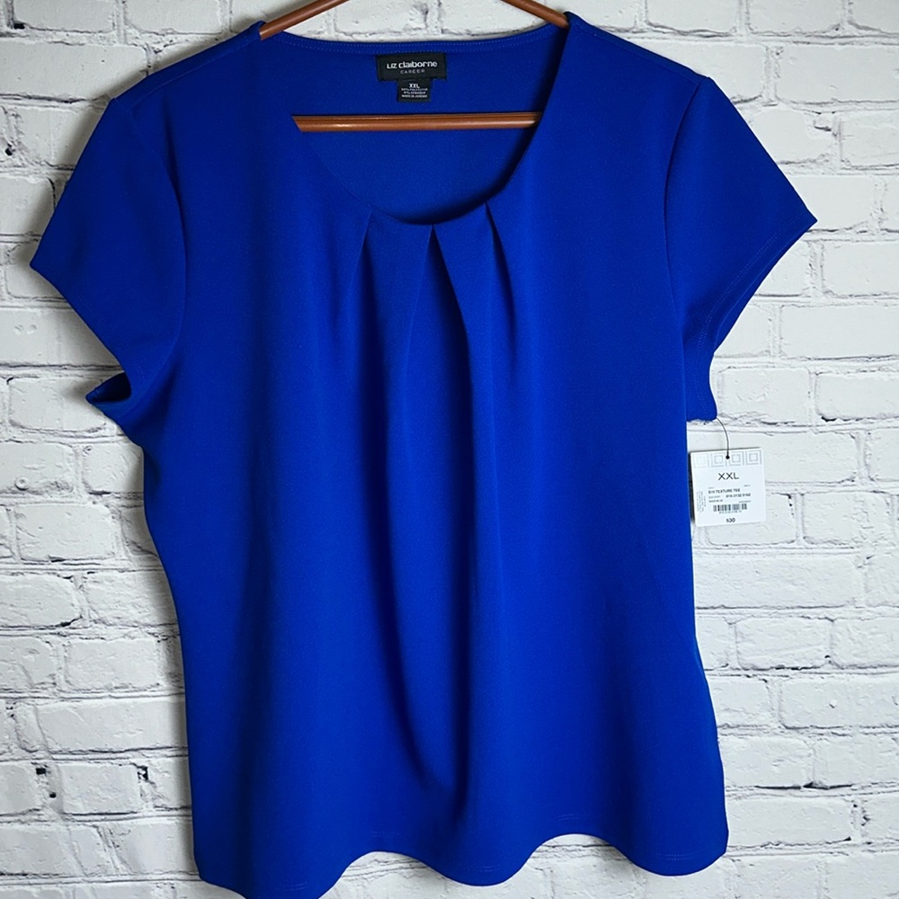 Liz Claiborne Women's Size XXL Bold Blue Textured Tee